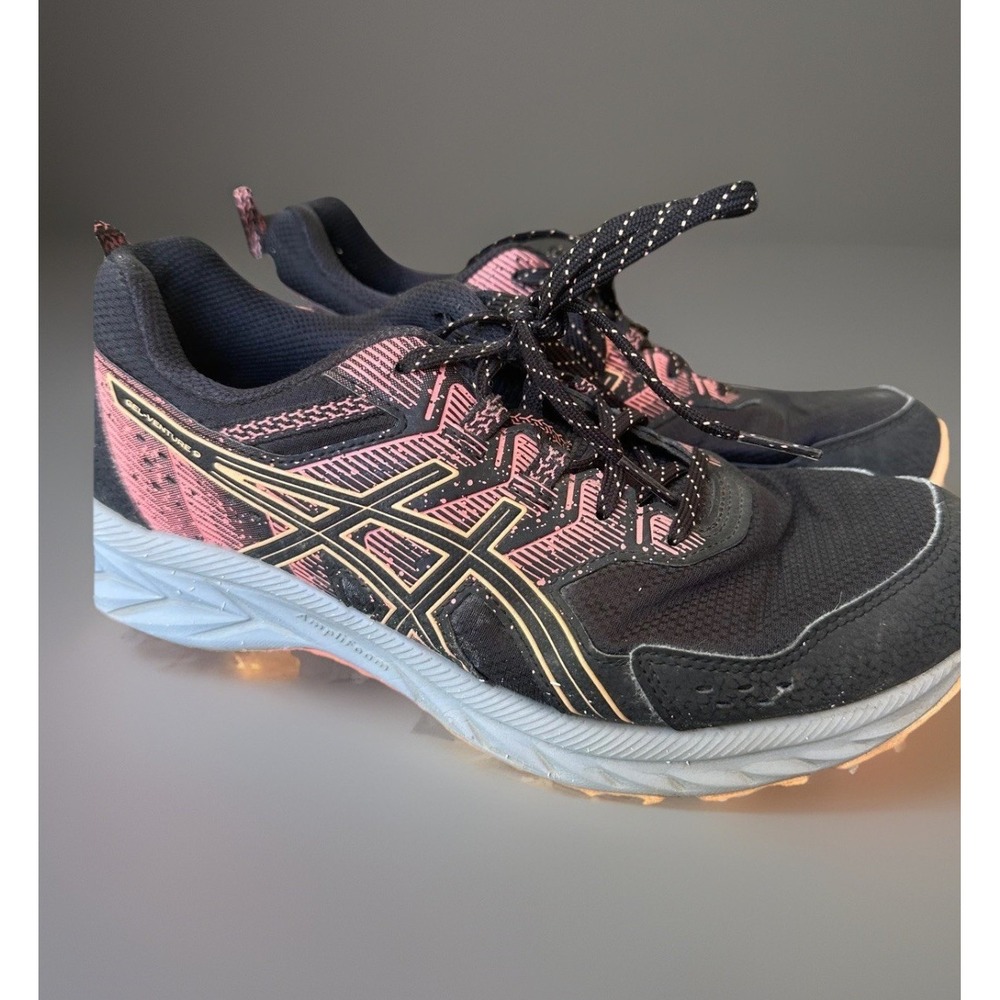 Asics GEL Venture 9 Trail Running Shoes Black‎ Pink Womens Size 9.5